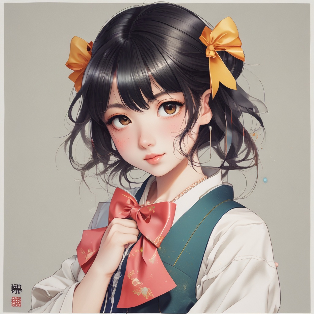 冨里奈央 close-up with a bow